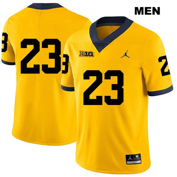 Men's NCAA Michigan Wolverines Michael Barrett #23 No Name Yellow Jordan Brand Authentic Stitched Legend Football College Jersey LA25T61BI